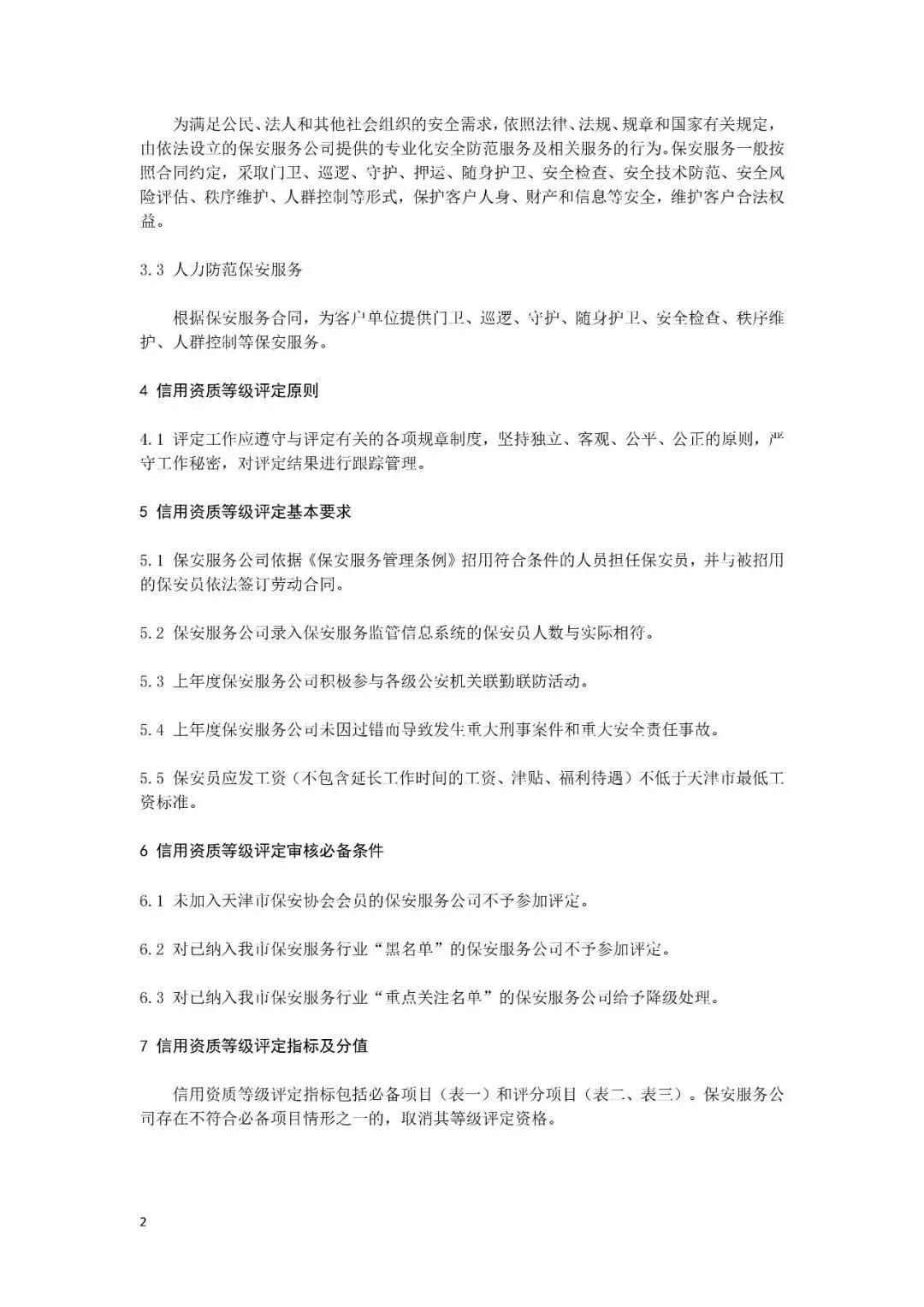 天津市保安协会发布保安公司信用资质等级评定标准